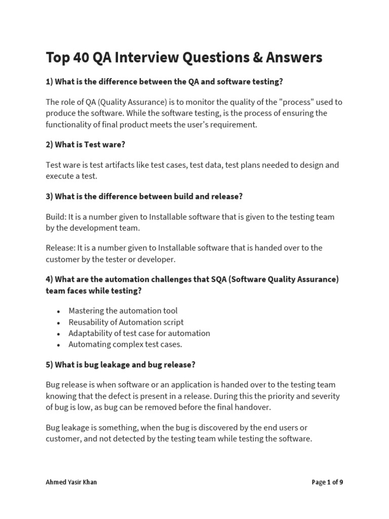 Top 40 QA Interview Questions & Answers 1548929780 PDF PDF