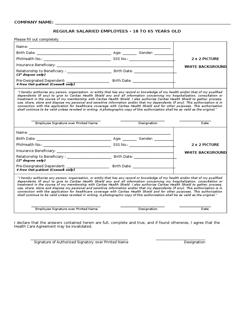 Employee Health Coverage Application | PDF | Economics Of Service ...