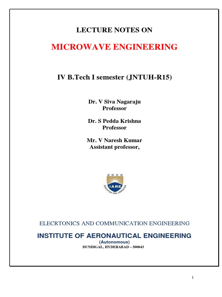Microwave Engineering Lecture Notes | PDF | Radio Technology ...