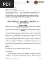 Time Management Practices of Educators in A State University