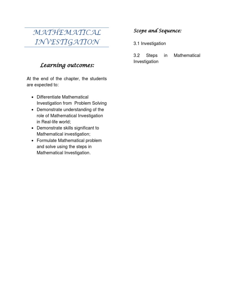 Mathematical Investigation Techniques | PDF | Subtraction | Conjecture