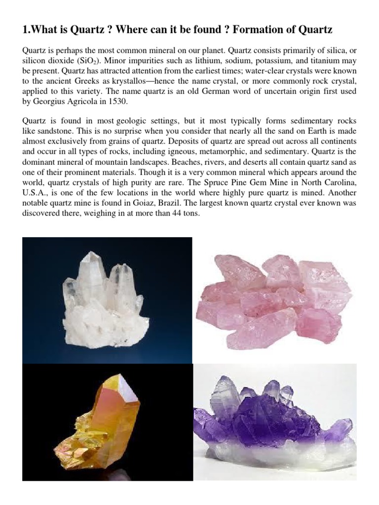 1.what Is Quartz ? Where Can It Be Found ? Formation of Quartz PDF