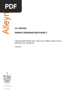 Alleyn's School 11+ Maths Sample Examination Paper 1