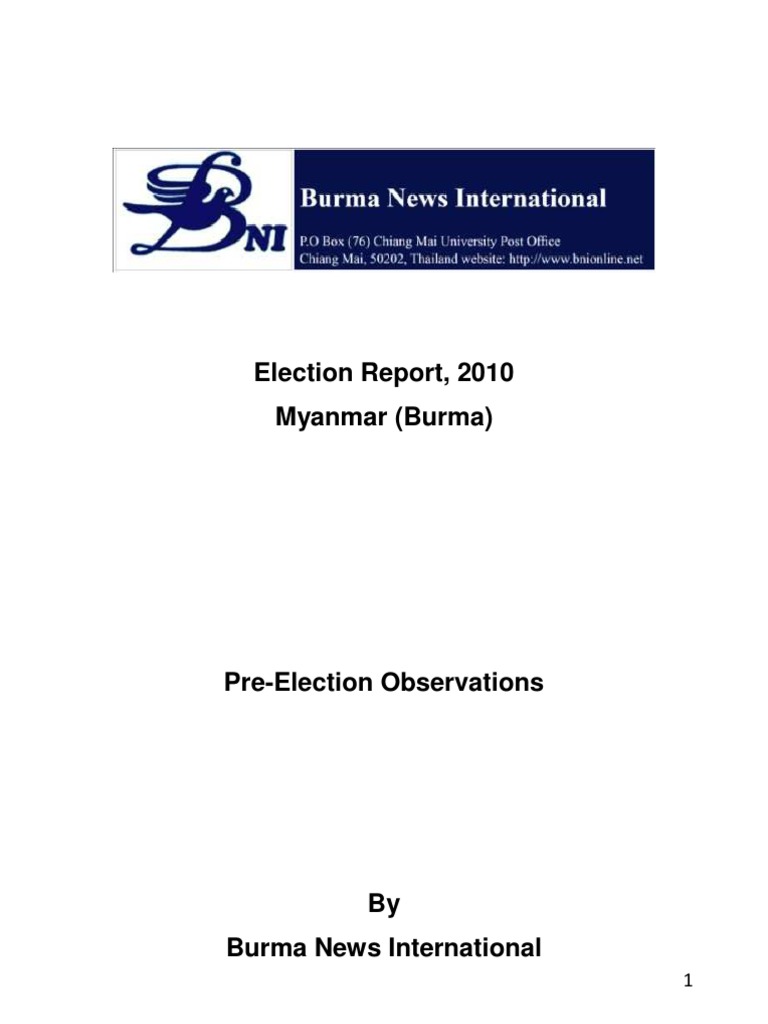 03nov10 BNI Report On Pre-Election Situation | PDF