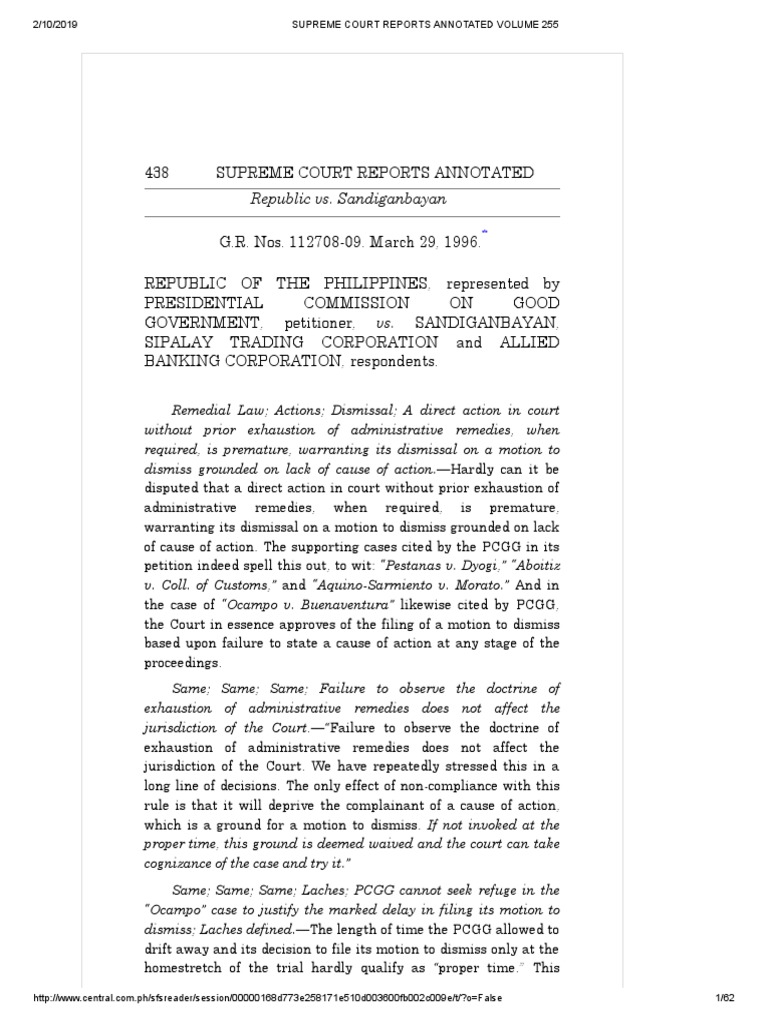 Republic vs sandiganbayan pdf search and seizure laches equity 