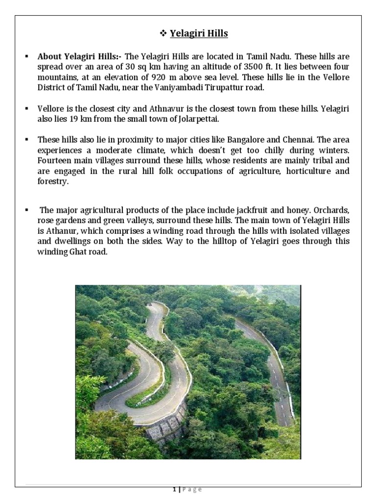 Yelagiri Hills Pdf Nature