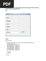 Q17. Create An Application To Register Employee Called Training Program Show The Details in Another Form by Using Windows Form. Ans