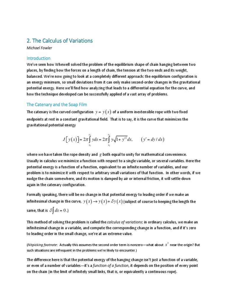 The Calculus of Variations | PDF | Calculus Of Variations | Pendulum