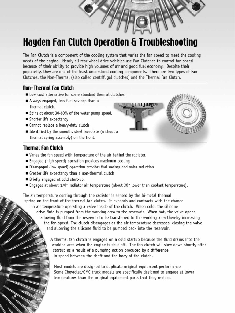 Hayden Fan Clutch Operation & Troubleshooting | PDF | Clutch | Screw