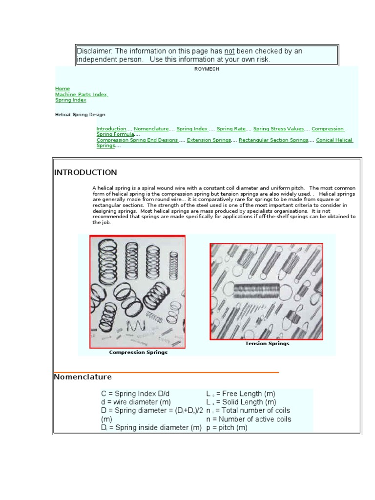 Helical Spring Design Guide | PDF | Stress (Mechanics) | Deformation ...