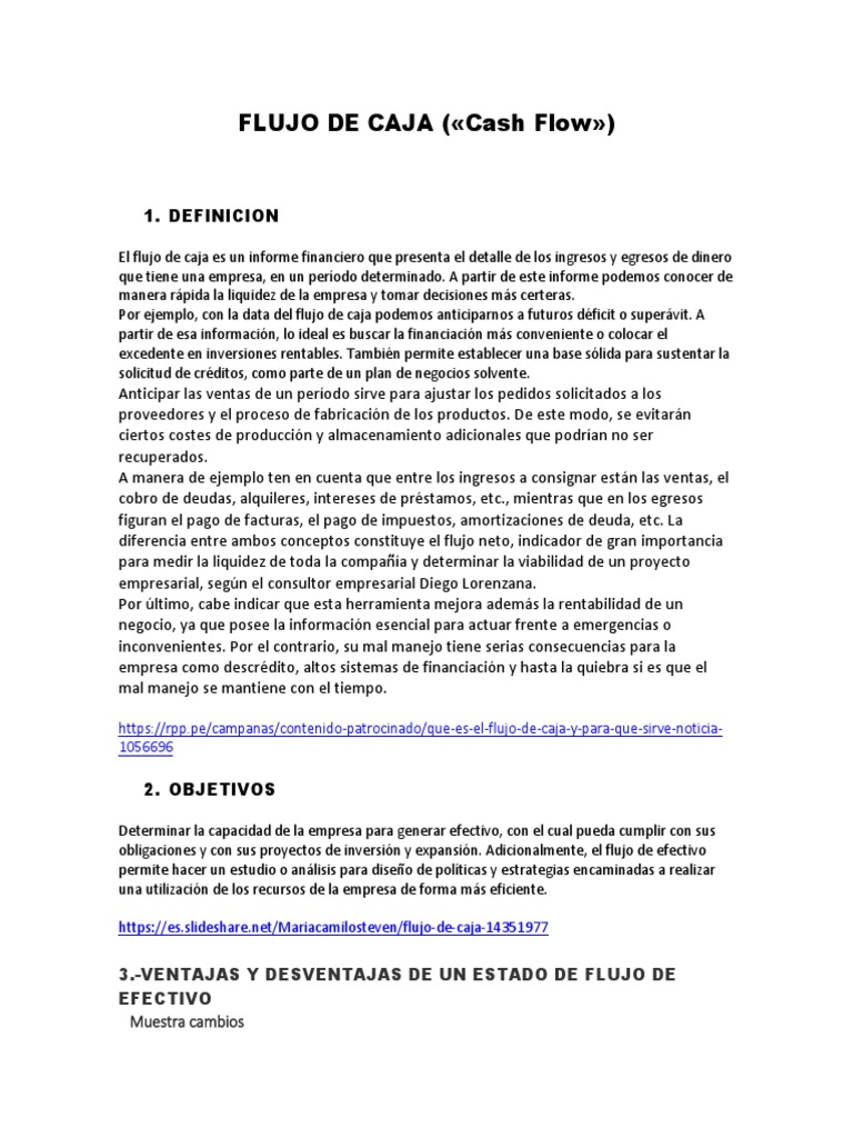 Definición y Utilidad del Flujo de Caja | PDF | Flujo de efectivo | Dinero