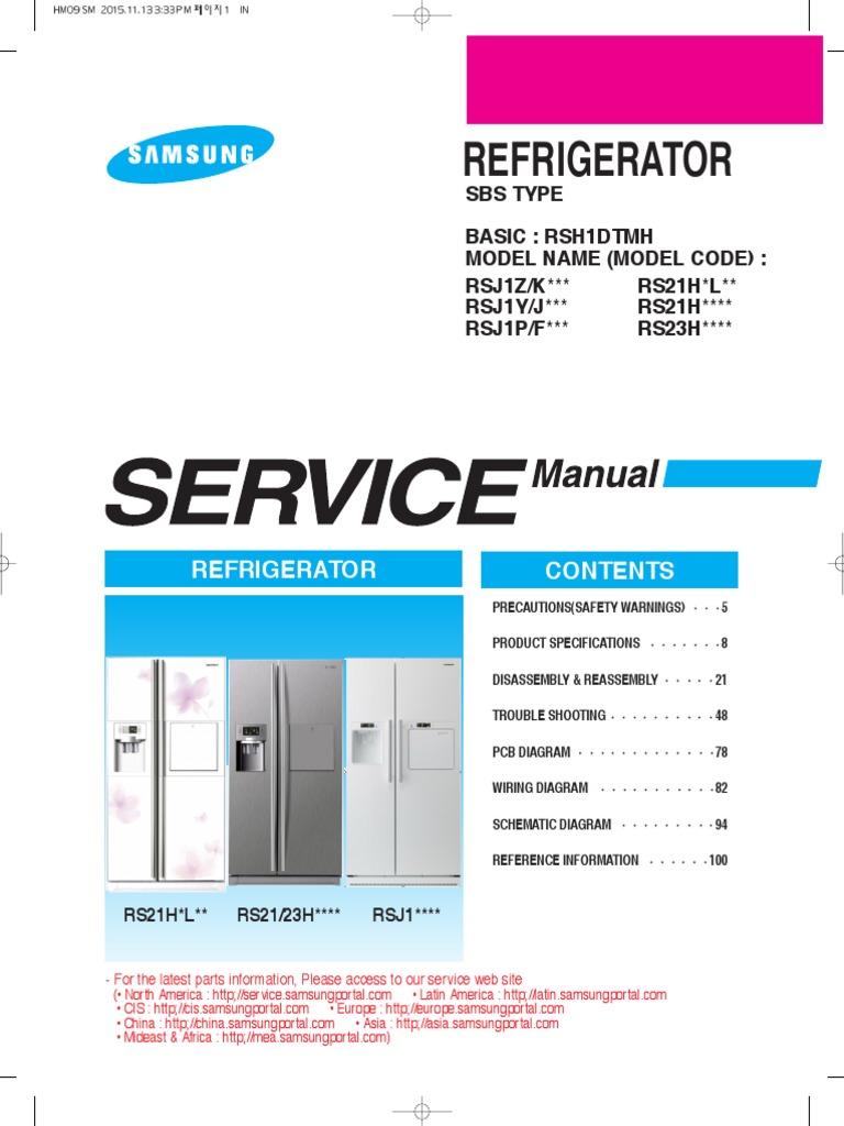 Samsung Rsh1dtmh Refrigerator Service Manual Pdf Refrigerator Power Inverter