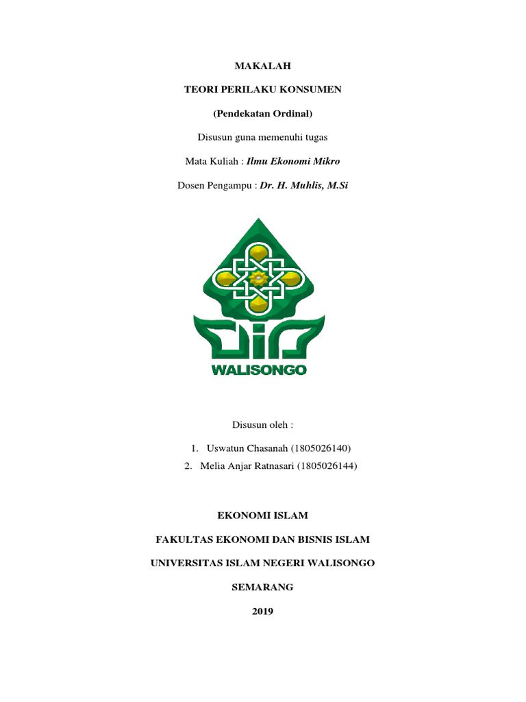Makalah Ekonomi Mikro Pendekatan Ordinal Pdf
