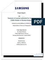 Project Report On: Analysis of Market Potential For Samsung CDMA Mobile in Mumbai Region
