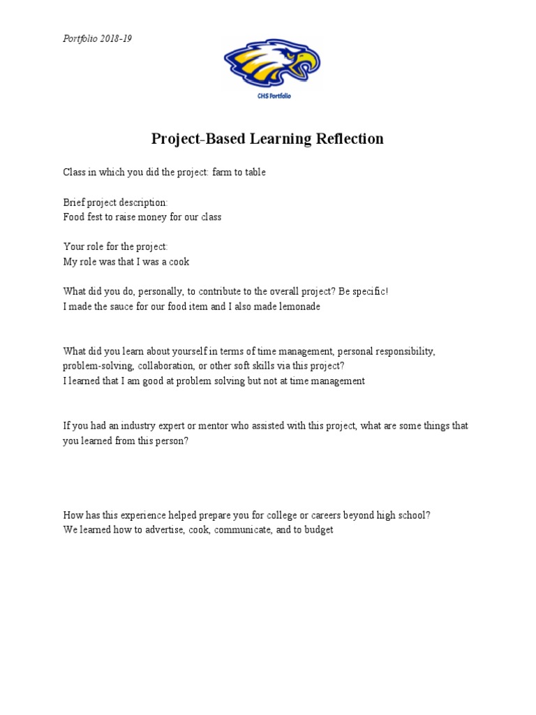PBL Reflection | PDF