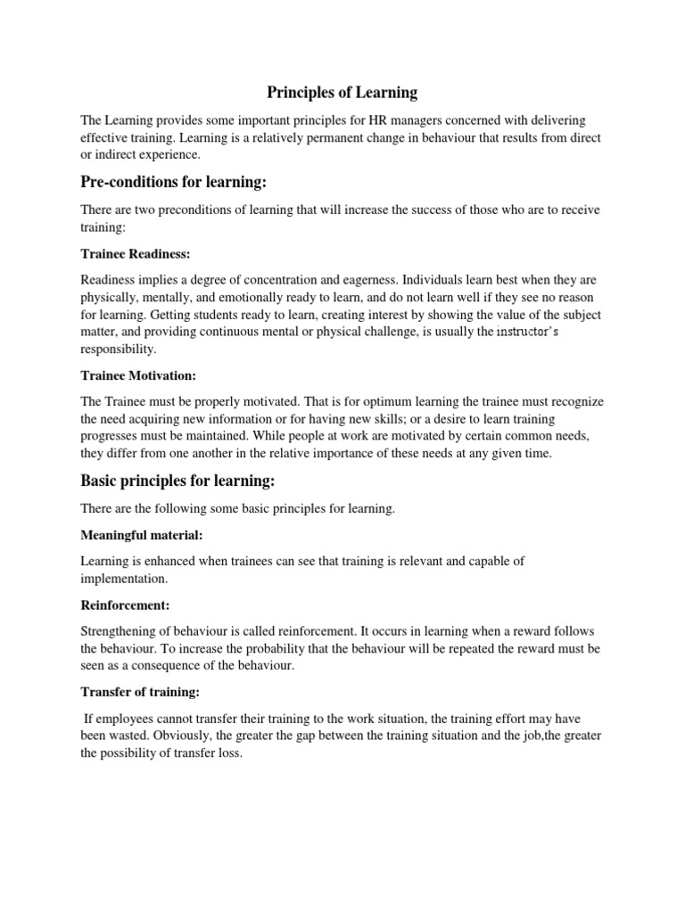 Principles of Learning | PDF | Motivation | Motivational