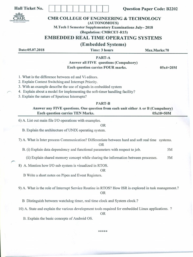 Embedded Real Time Operating Systems | PDF