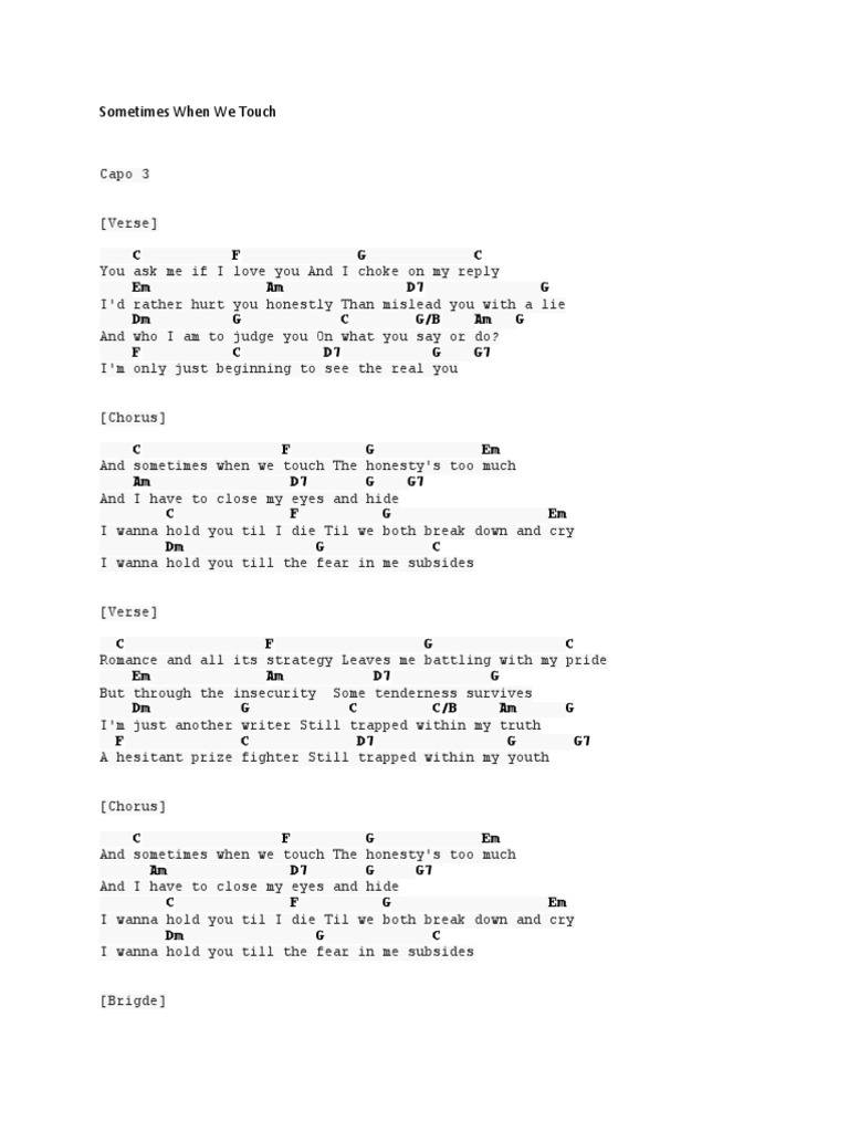 Sometimes When We Touch Chords & Lyrics | PDF | Song Structure