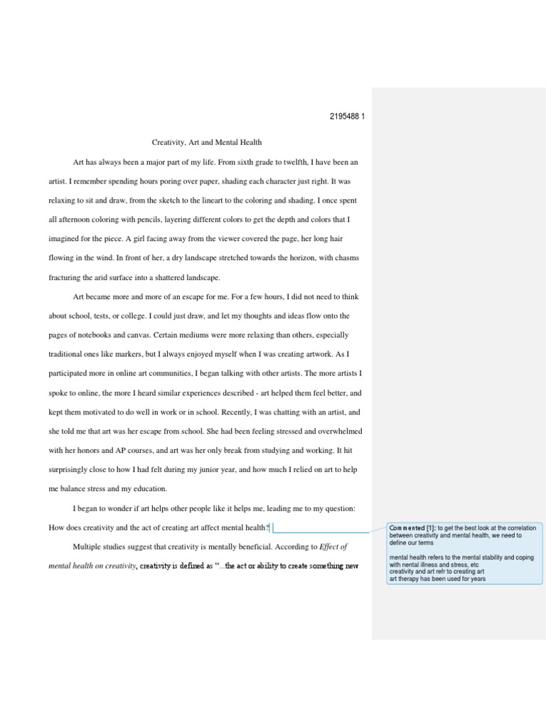 Senior Project Paper PDF Art Therapy Psychotherapy