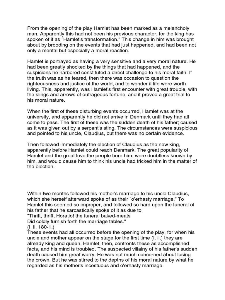 Hamlet As A Melancholy Man PDF Hamlet