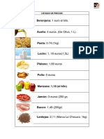 Listado Precios de Los Alimentos