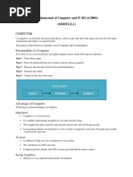 Computer: Fundamentals of Computer and IT (BCAC0002) (MODULE-1)