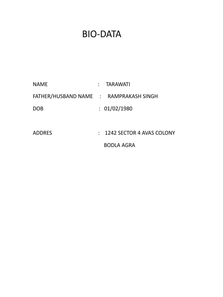 Bio Data | PDF