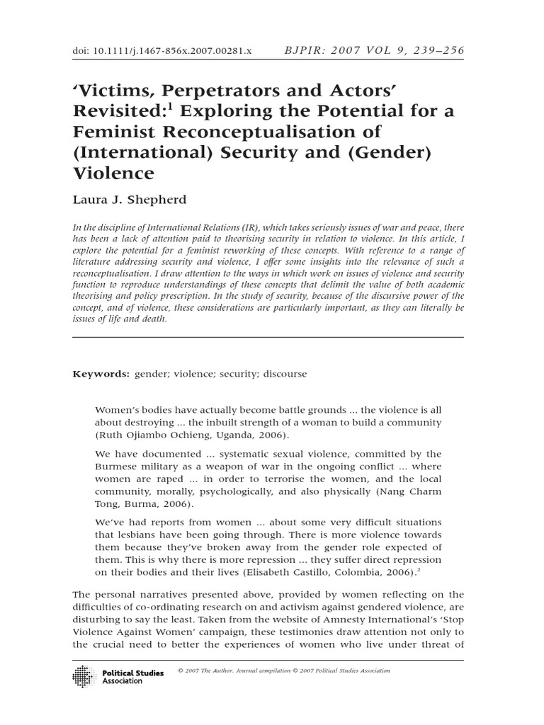 Victims Perpetrators and Actors Revisite PDF | PDF | Gender | Gender ...