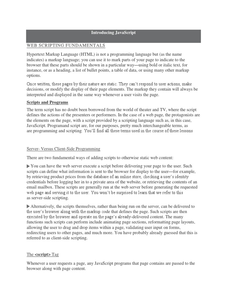 Web Scripting Fundamentals: Scripts and Programs | PDF | Document ...