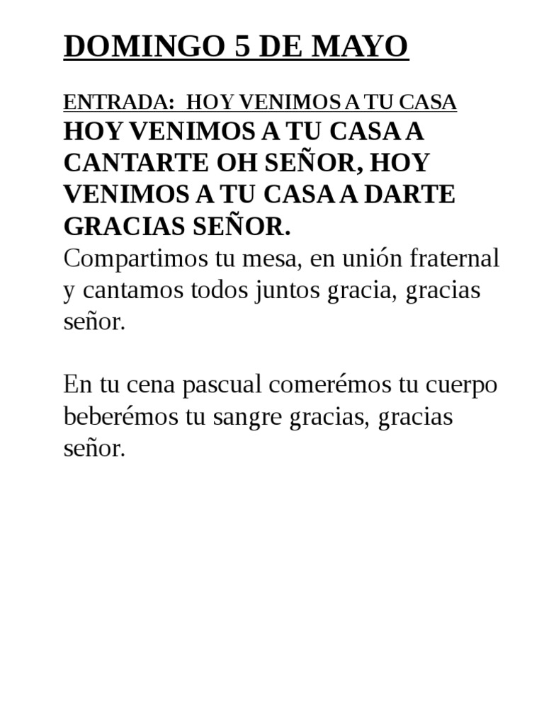Cantos de Misa 5 de Mayo PDF Misa (liturgia) Comportamiento