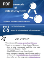 Fundamentals of Database Systems: Lesson 1: Introduction To Databases