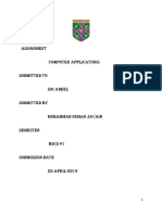 Assignment Computer Applications Submitted To Sir Adeel Submitted by Muhammad Numan Javaid Semester Bscs #1 Submission Date 22-APRIL-2019