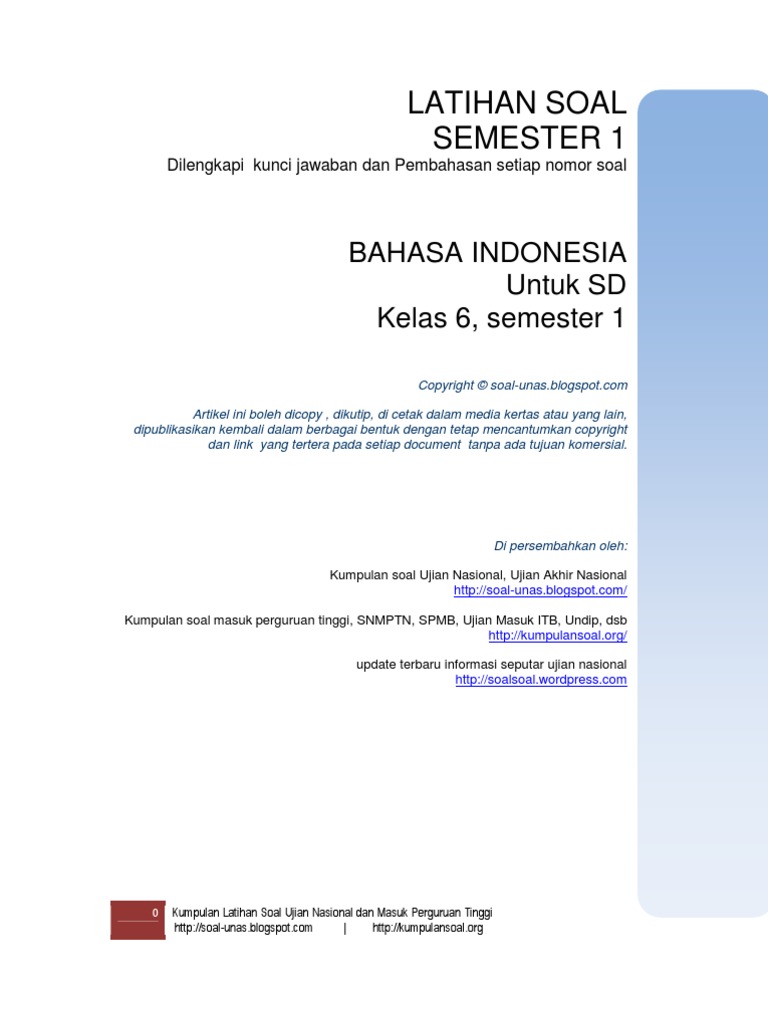 Soal Semester1 Bahasa Indonesia 6