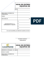 Formato de Hoja de Entrega de Equipos Uso Permanente