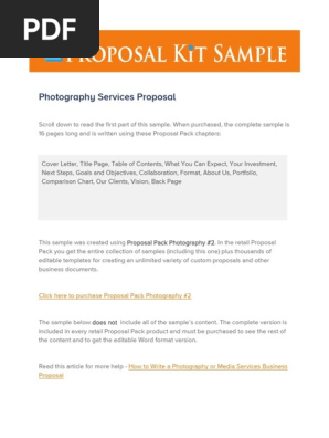 Photography Business Proposal Sample