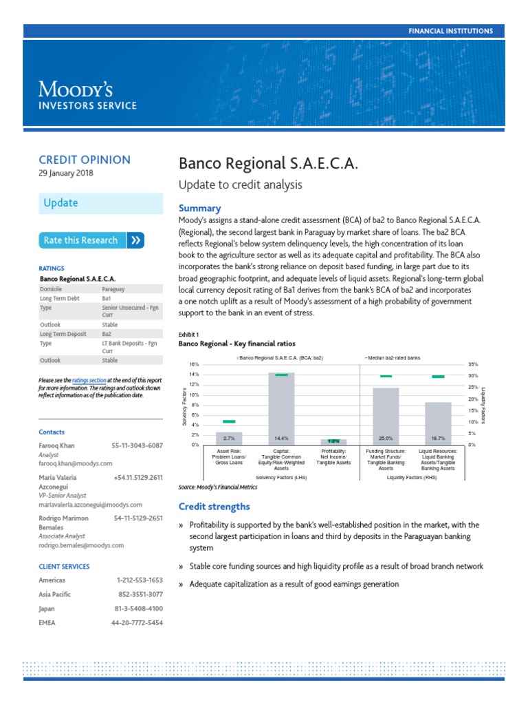 Banco Regional S.A.E.C.A. Update To Credit Analysis PDF Moody's
