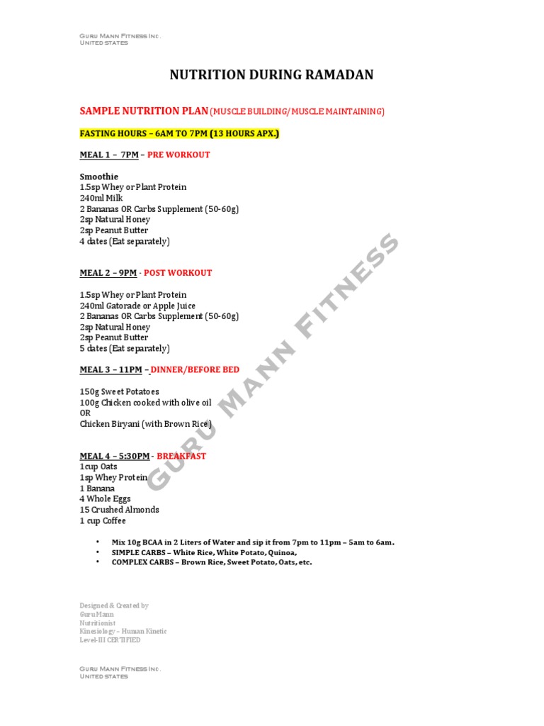 DIET FOR RAMADAN by Guru Mann PDF PDF