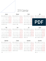 2019 Calendar