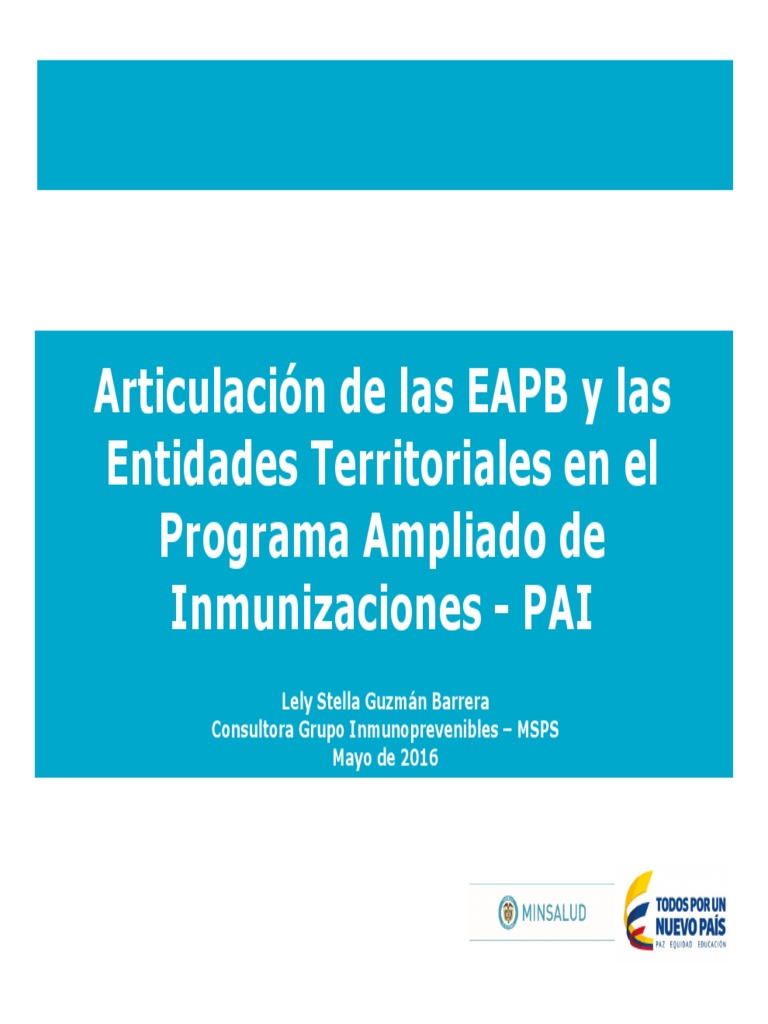 4 Articulacion Et Eapb en Pai 2016 | PDF | Vacunas | Planificación