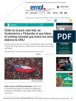 Chile Es El País Más Feliz de Sudamérica y Finlandia El Que Lidera El Ranking Mundial de La ONU