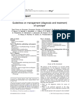 Task Force Report: Guidelines On Management (Diagnosis and Treatment) of Syncope