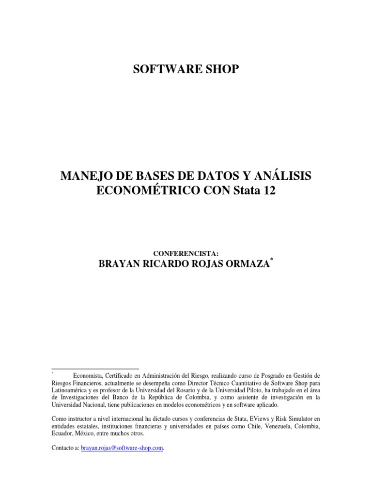Manual Basico E Intermedio De Stata 12 Vs 1 Pdf Pdf Archivo De