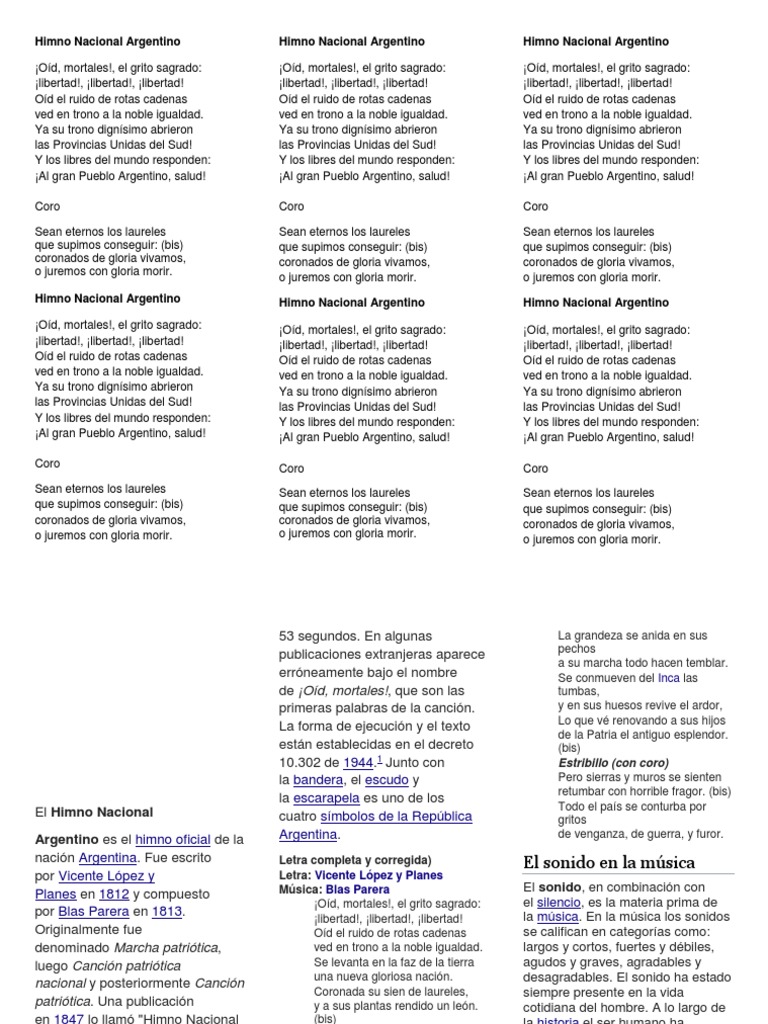 Himno Nacional Argentino Resena Acustica Sonido