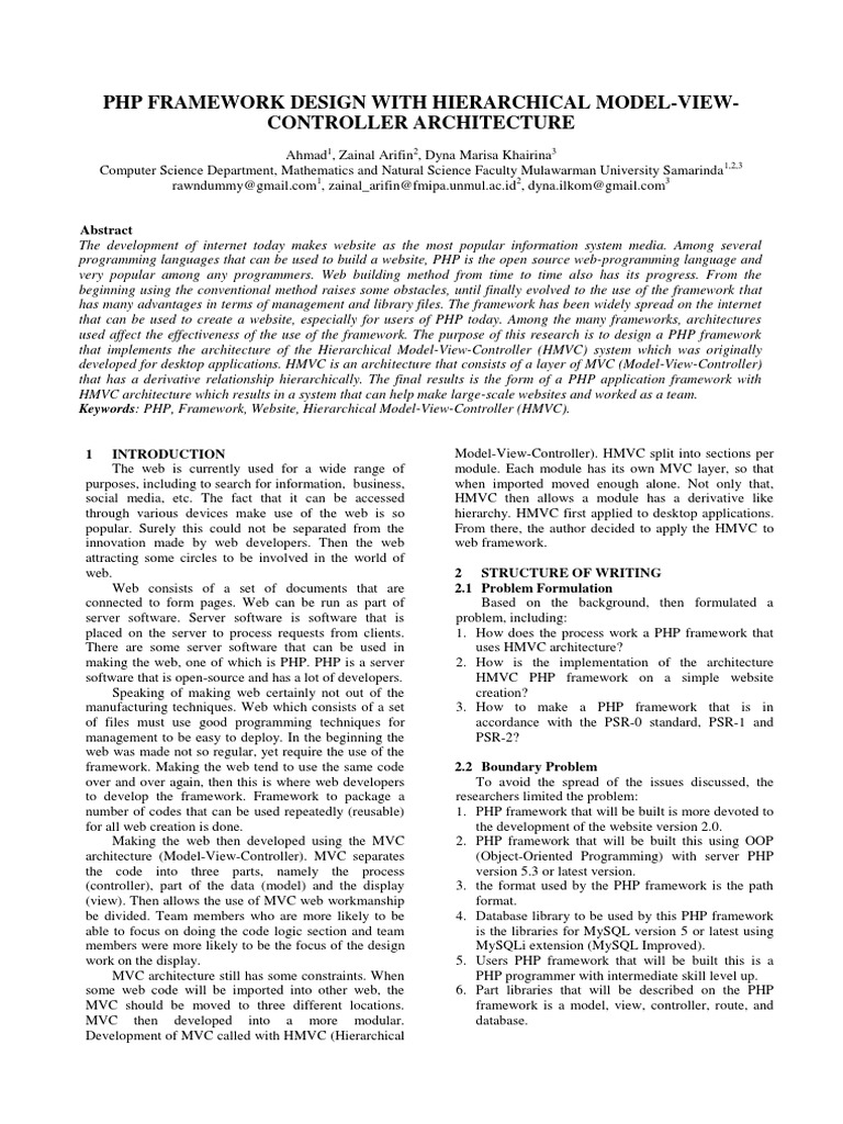 PHP Framework with HMVC Architecture | PDF | Model–View–Controller ...