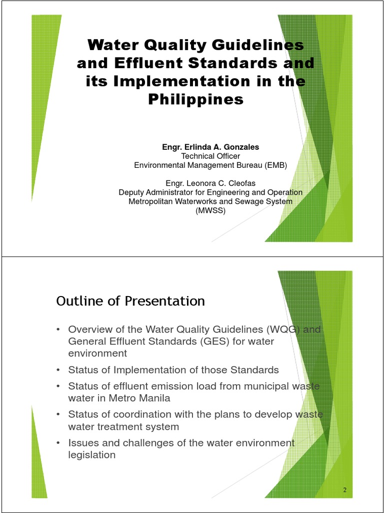 Water Quality Guidelines and Effluent PDF | PDF