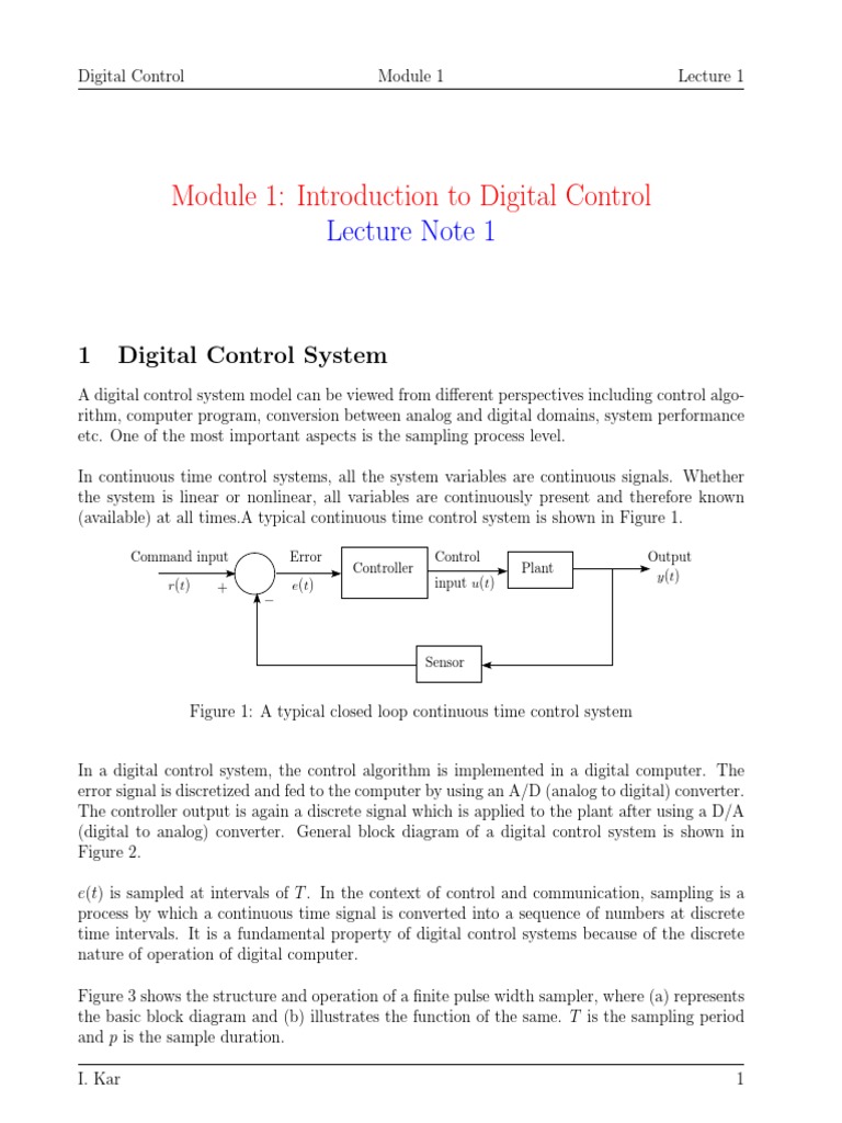 Digital Control System Overview | PDF | Control Theory | Discrete Time ...