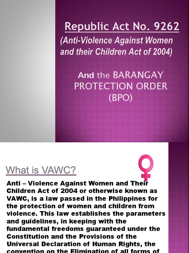 Understanding VAWC in the Philippines | PDF | Restraining Order ...