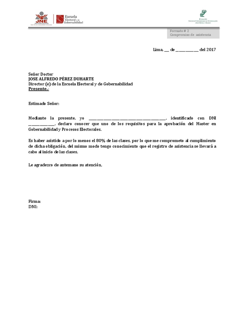 Formato 2 Compromiso de Asistencia