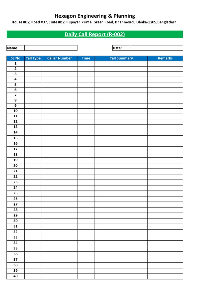 Daily Call Report | PDF