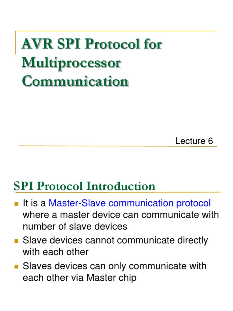 AVR SPI Protocol for Multiprocessor Communication | PDF | Electronics ...